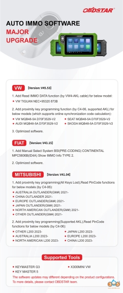 OBDSTAR Adds 2021- MITSUBISHI All Keys Lost Programming with RH850 Kit