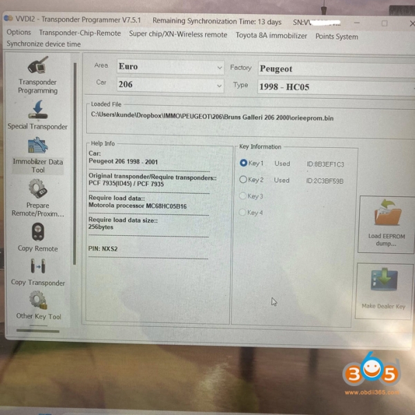 Program Peugeot 206 1998-2000 BSI All Keys Lost with Orange5 and VVDI2