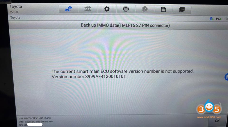 Autel IM508 Failed to Back up 2022 Toyota CHR IMMO Data Solution