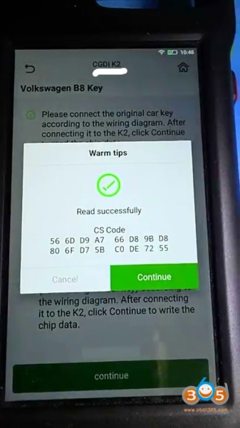 CGDI K2 Read VW Passat B8 MQB49 5C Key Data (CS Code)