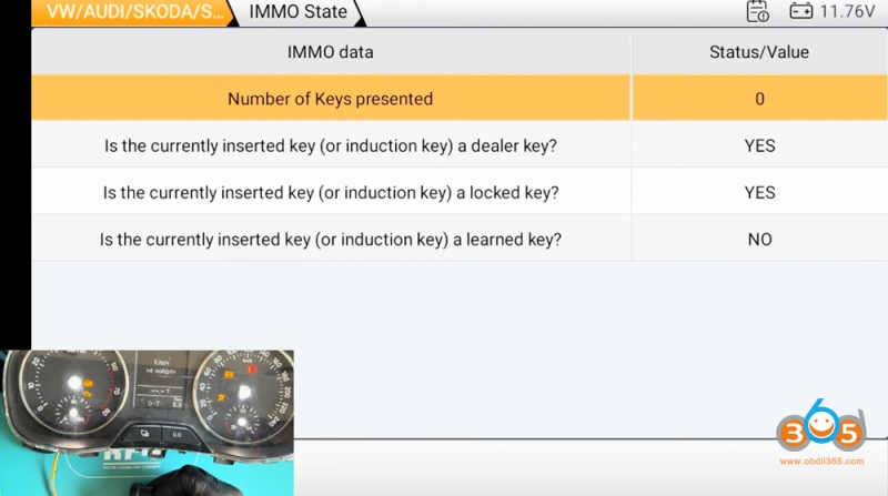 OBDSTAR G3 Program VAG IMMO4 All Keys Lost via MP001