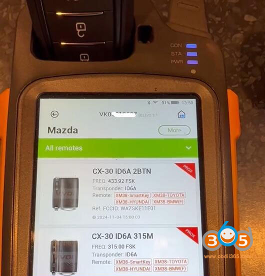 Xhorse Key Tool Max Pro Clone Mazda CX-30 2020 Smart Key via XM38