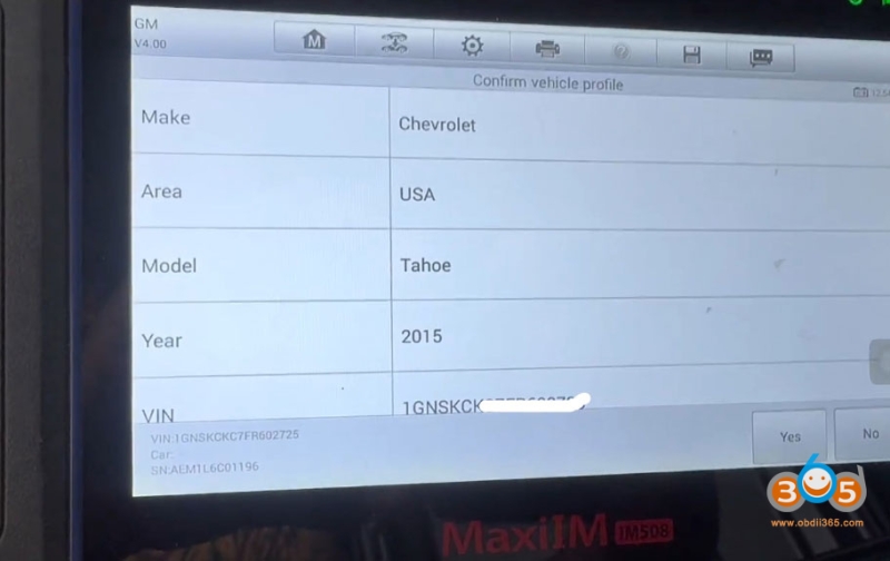 2015–2020 Chevy Tahoe Smart Key Not Detected Autel IM508 Solution