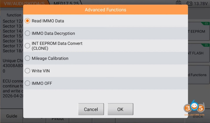2017 VW Polo MQB48 All Keys Lost with Yanhua ACDP + OBDSTAR G3