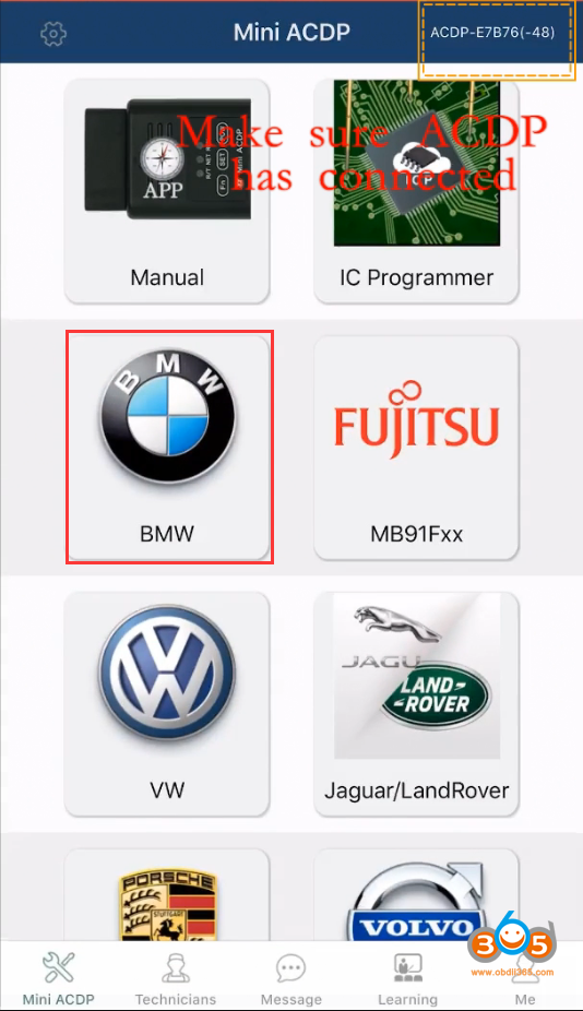 Yanhua Mini Acdp Bmw Cas4 Via Obd 2