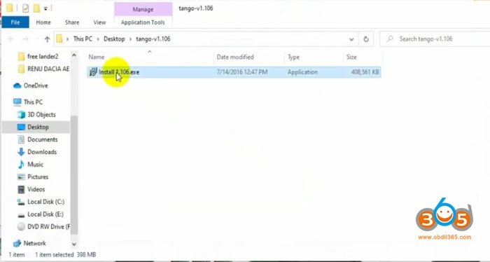Install Tango Sofware Win10 2