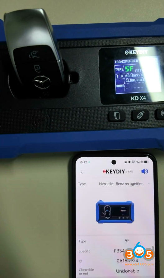 keydiy kd-x4 identify benz key chip 5
